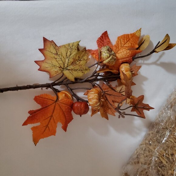Maple Leaf and Pumpkin 12” Branches – Orange, Yellow, Red, and Gold – Set of (3) - Picture 2 of 12